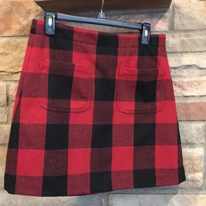 J. Crew Red & Black Plaid Skirt sz 6 with Pockets